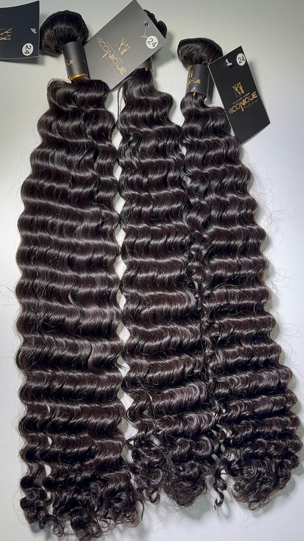 Täuscht bei Monique , echter Haar, Extension, Deep Wave, natural Farbe 65cm double drawn  50cm – Bild 2
