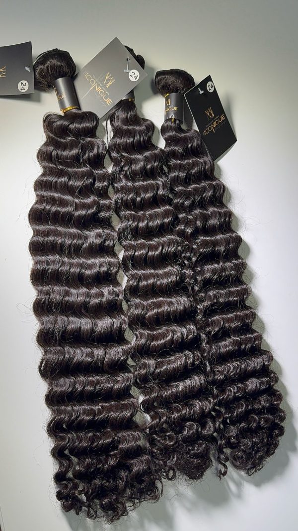 Täuscht bei Monique , echter Haar, Extension, Deep Wave, natural Farbe 65cm double drawn  50cm – Bild 3