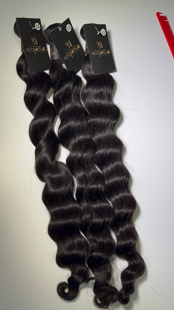 Loose wave 55cm echte Haarextension#1b genaue Swift   50cm ab – Bild 5
